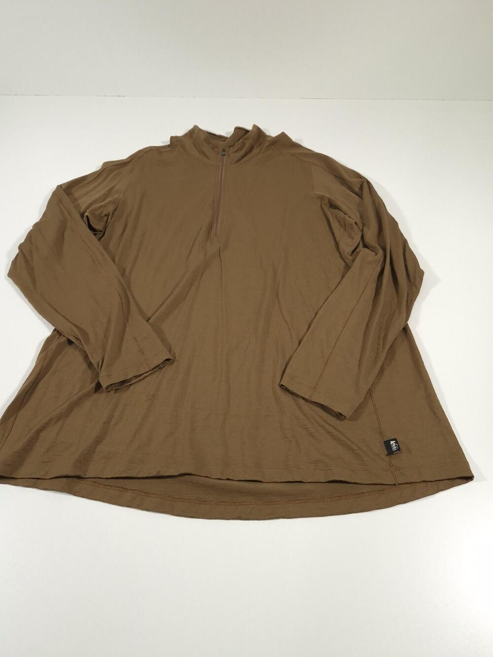 REI Co-Op Merino 185 Long-Sleeve Half-Zip Base Layer Top Women's 2XL Brown